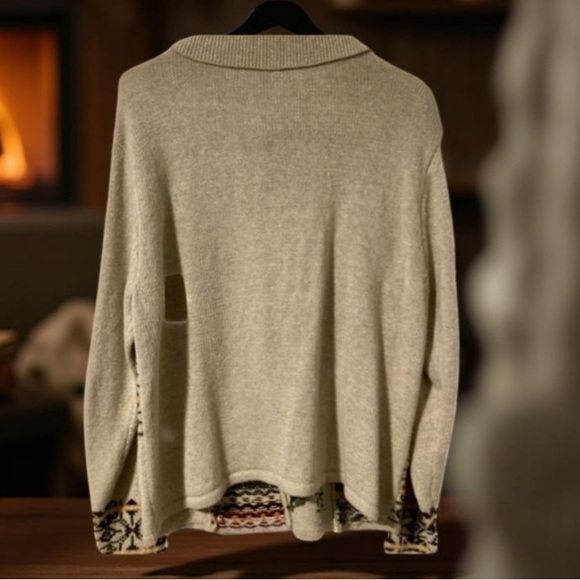 Holiday Sweater with Reindeer and Snowflake Patterns Cardigan Size L - Picture 2 of 14